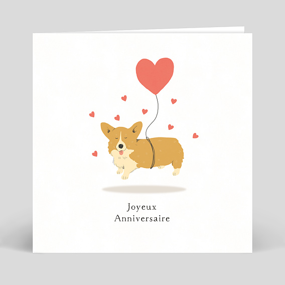 Carte anniversaire adulte Corgi Love