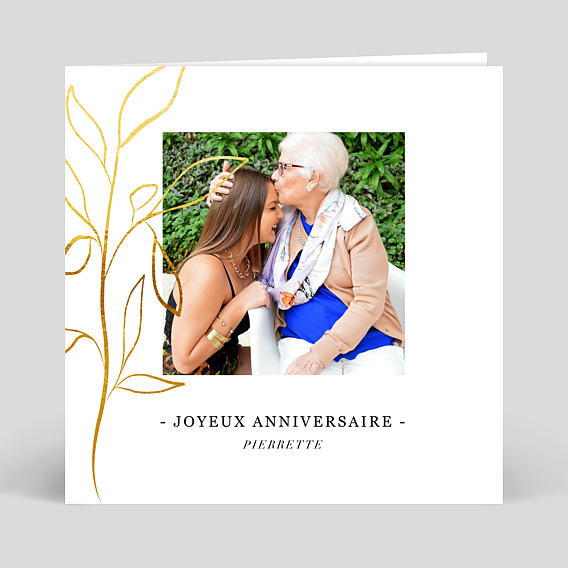 Carte anniversaire adulte Feuillage Ocre