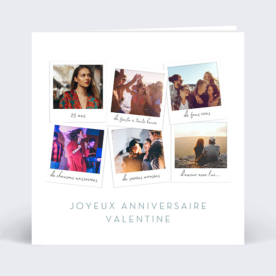 Carte anniversaire adulte Multi Photos Polaroids