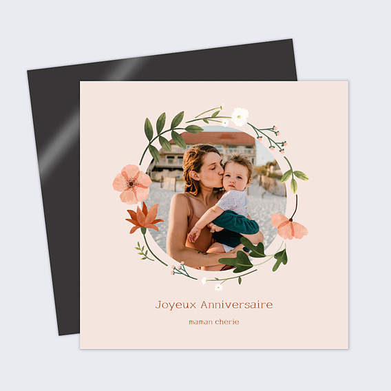 Carte anniversaire Couronne de Fleurs Champêtre