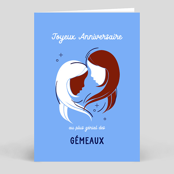 Carte anniversaire adulte Astro Gémeaux