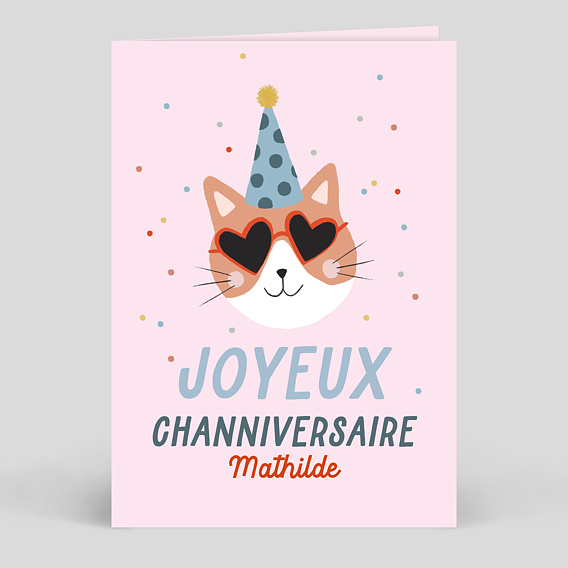 Carte anniversaire adulte Chat Festif