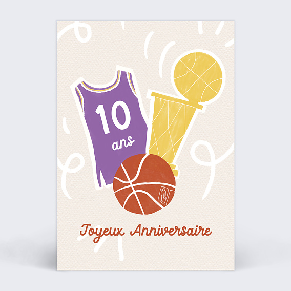 Carte anniversaire enfant Champion basketball
