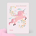 Carte anniversaire enfant Licorne Rose Fleurie