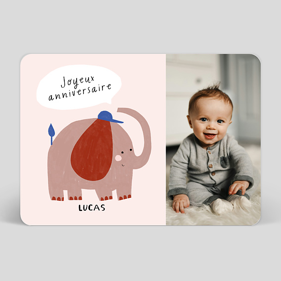 Carte anniversaire enfant Éléphant