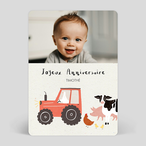 Carte anniversaire enfant La Ferme des Animaux