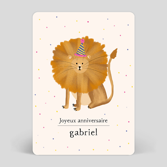 Carte anniversaire enfant Lion Festif