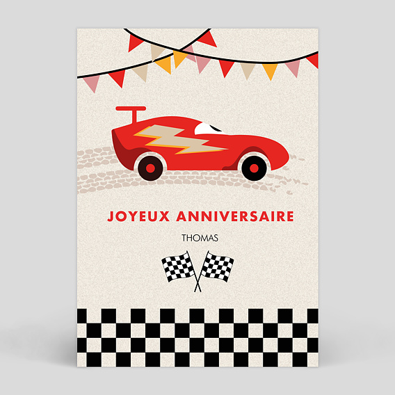 Carte anniversaire enfant Voiture de Course