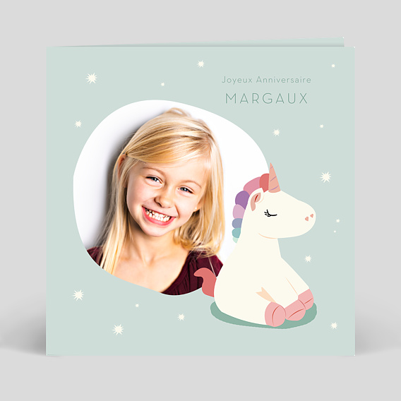 Carte anniversaire enfant Petite Licorne