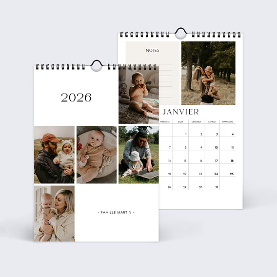 Calendrier famille Photos Rectangles