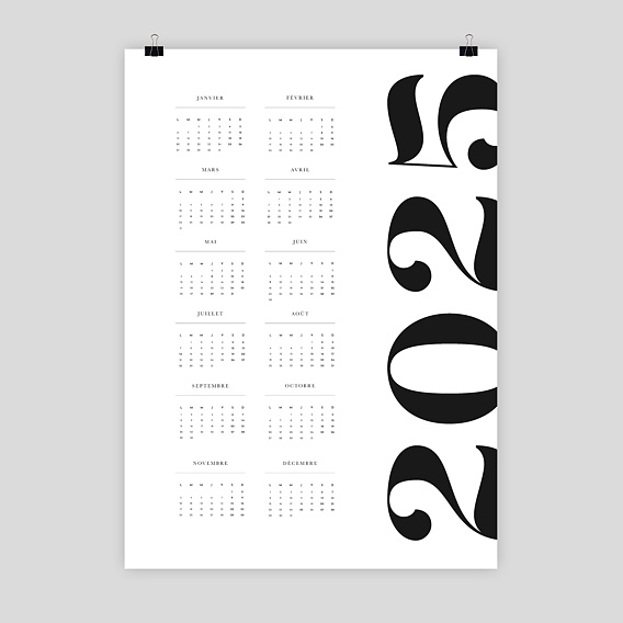 Calendrier professionnel Poster Typographie Original