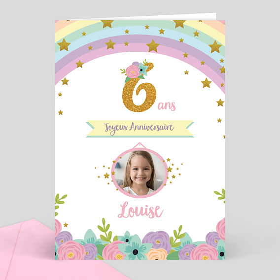 Articles De Maison Pour Fete Et Occasion Speciale Cartes De Vœux Et Papeterie Articles Pour La Maison 10 Personnalise Anniversaire Remerciement Photo Enfants Arc En Coeurs Girlie