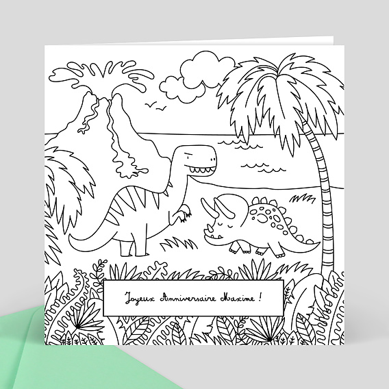 Carte Anniversaire Coloriage Dinosaure Popcarte