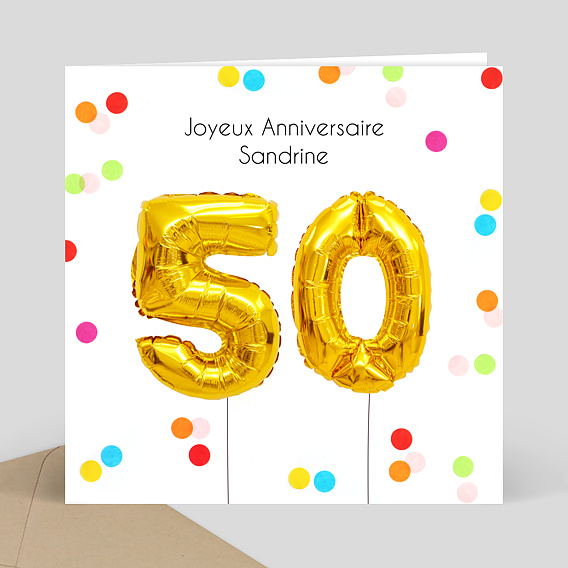 Carte Anniversaire Party 50 - Popcarte