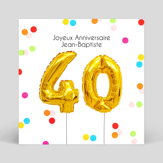 Carte anniversaire adulte Party 40