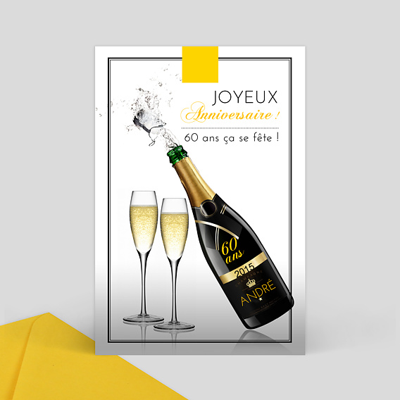 Carte anniversaire adulte Champagne