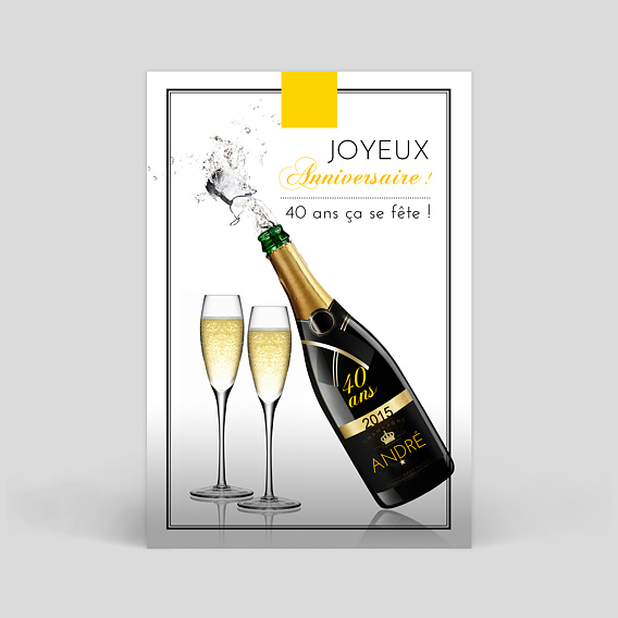 Carte anniversaire adulte Champagne