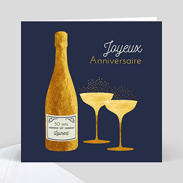 Invitation Anniversaire Bulles Dorees Popcarte