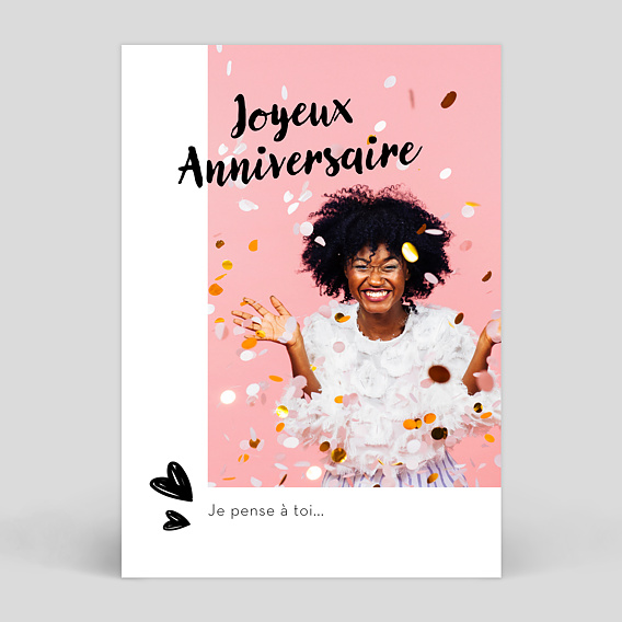 Carte anniversaire adulte Cadre Blanc avec Cœur