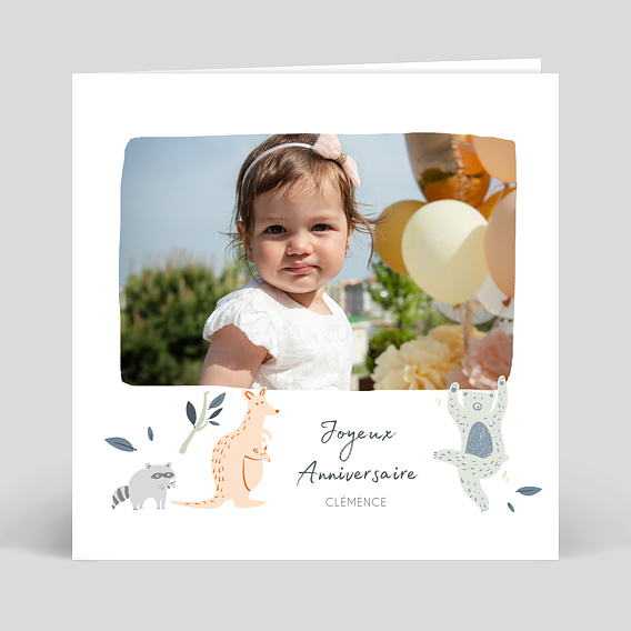 Carte anniversaire enfant Animaux Sauvages