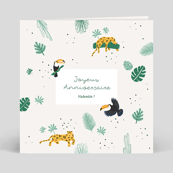 Carte anniversaire enfant Jungle Secrète