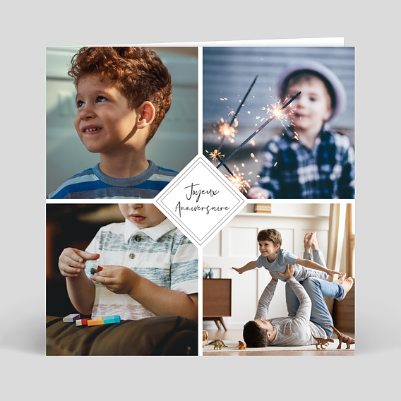 Carte anniversaire enfant Multiphotos Charme Classique