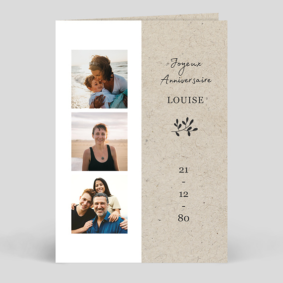 Carte anniversaire adulte Photomaton Nature