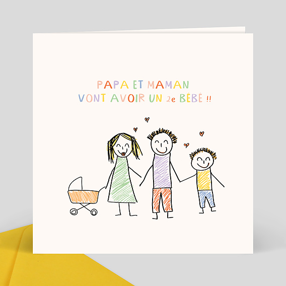 Carte annonce grossesse Dessin Papa et Maman