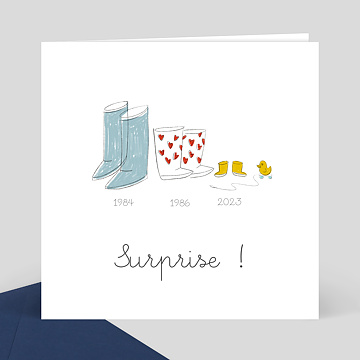 Faire Part De Naissance Bottes De Pluie Popcarte