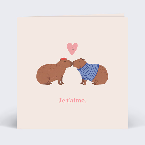 Carte d'amour Duo capybaras