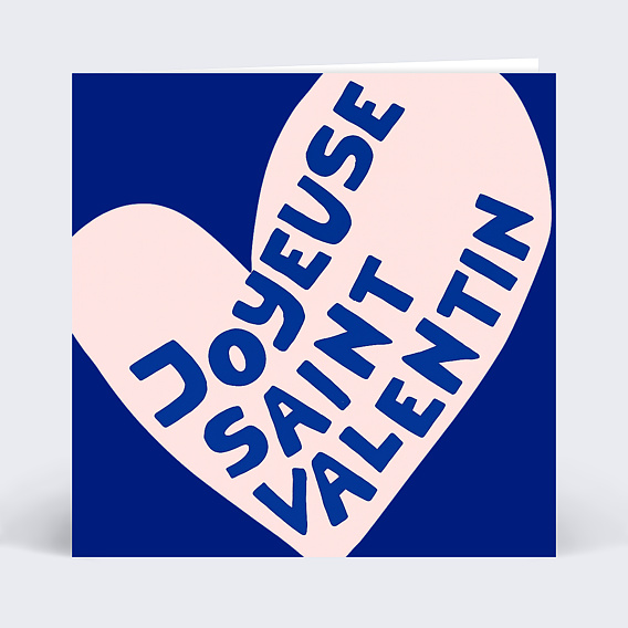 Carte d'amour Typo cœur bleu