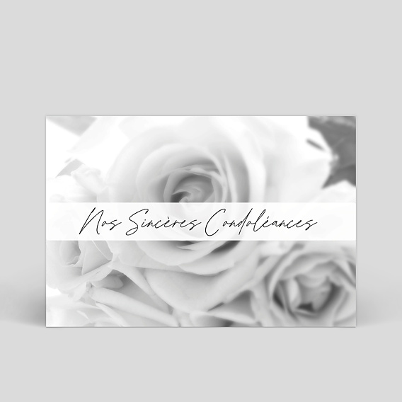 Carte de condoléances Roses Noir et Blanc