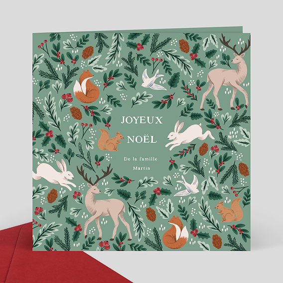 Carte de Noël  Forêt enchantée