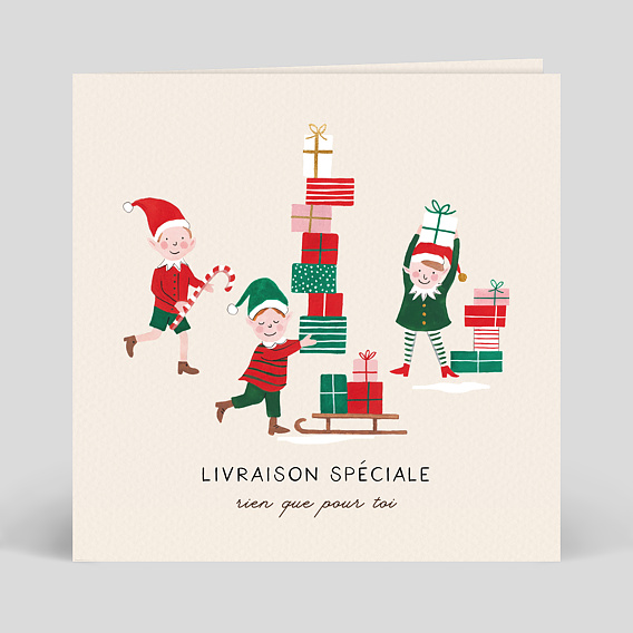 Carte de Noël  Livraison Lutin