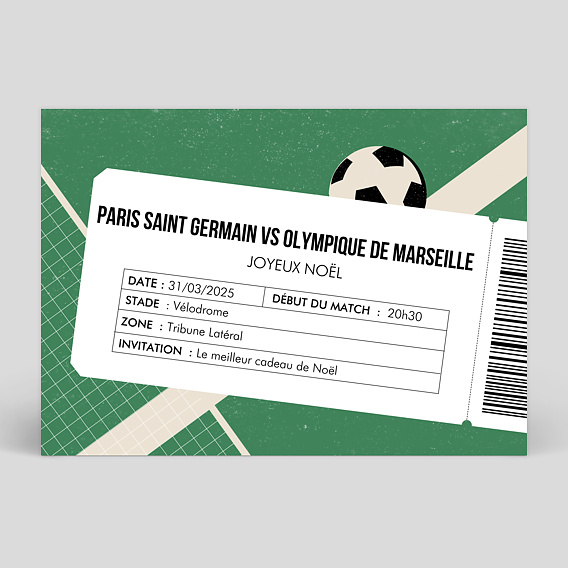 Carte de Noël  Billet de Foot