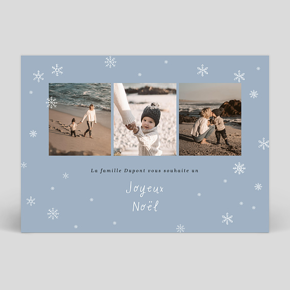 Carte de Noël  Multiphotos et Flocons