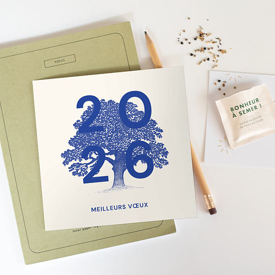 Carte de vœux entreprise Arbre de vie avec graines