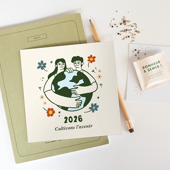 Carte de vœux entreprise Ecologie humaine avec graines