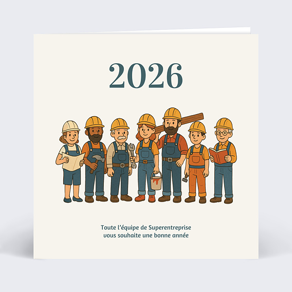 Carte de vœux entreprise Équipe du bâtiment