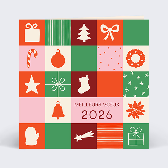 Carte de vœux entreprise Pêle-mêle de Noël