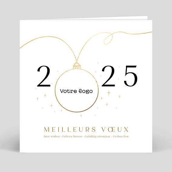 Carte de voeux entreprise Boule de Noël Logo