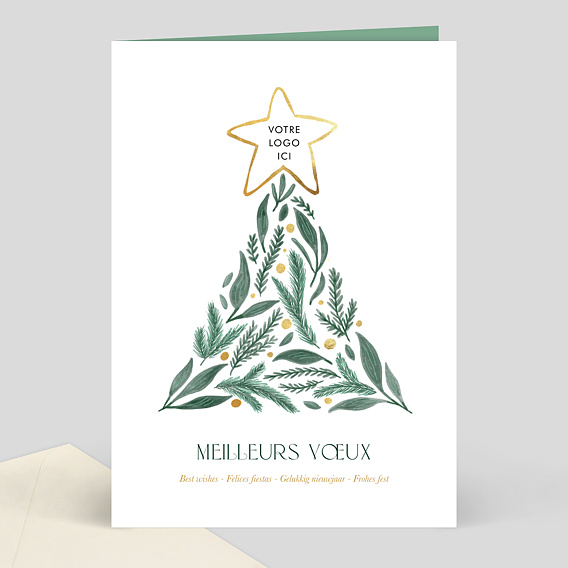 Carte de vœux entreprise Sapin et logo