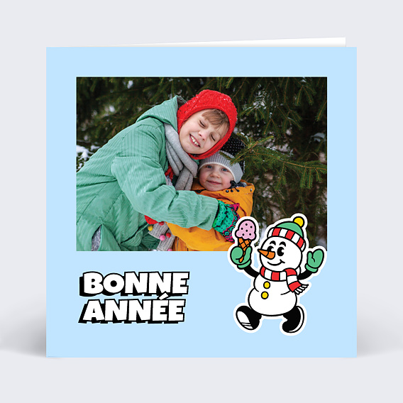 Carte de voeux Bonhomme de neige pop