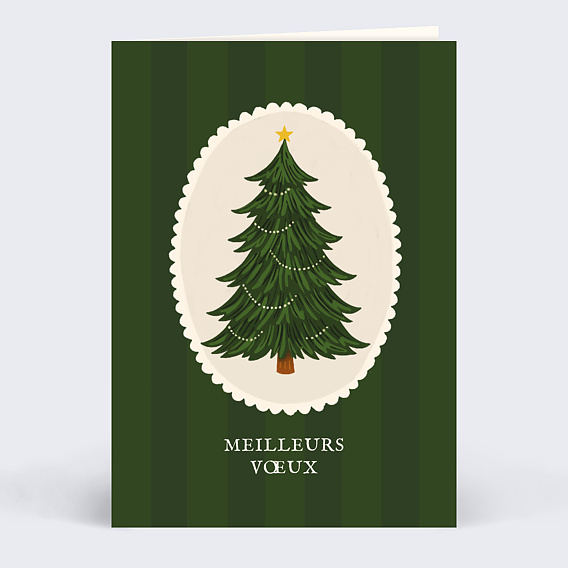 Carte de voeux Sapin illustré vintage