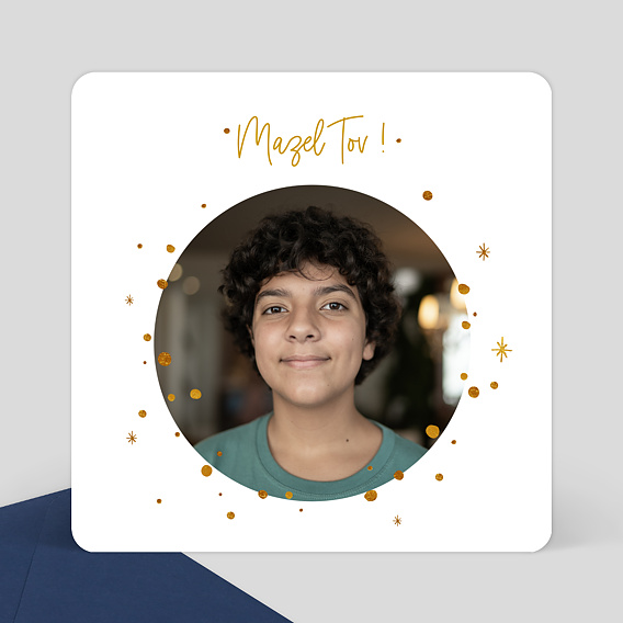 Invitation Bar Mitzvah Golden Dots Popcarte