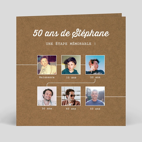 Invitation anniversaire Timeline Kraft