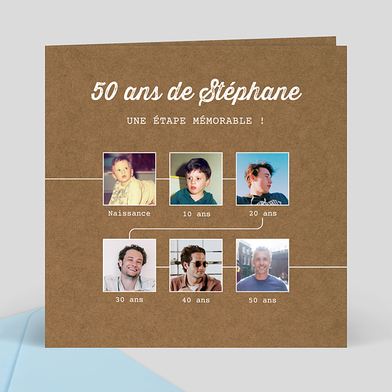 Invitation Anniversaire Timeline Kraft Popcarte