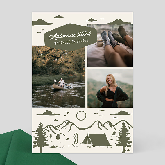 Carte postale Camping Automnal Vert