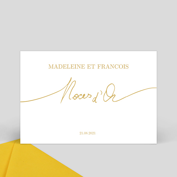 Carte Souvenir Anniversaire De Mariage Lettres D Or Popcarte