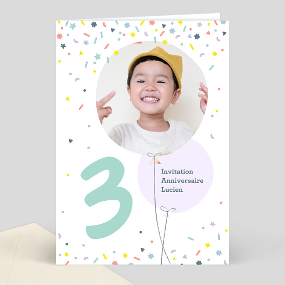 Invitation Anniversaire Enfant 3 Ans Popcarte